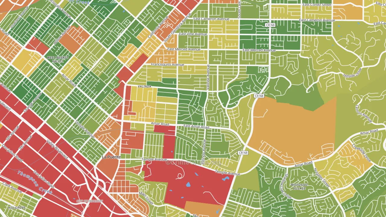 Valinda, CA Map of Drug-Related Crime Rates