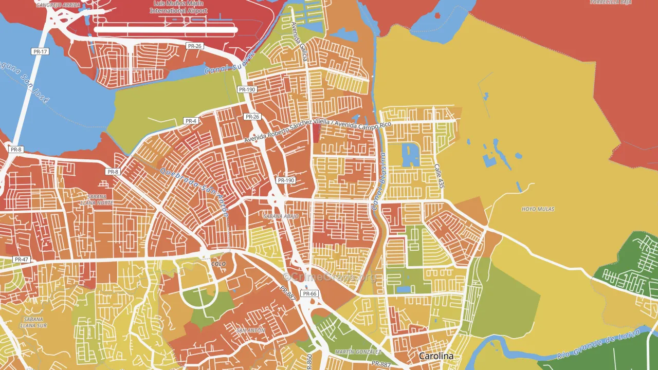Valle Arriba Hts, Carolina, PR Map of Drug-Related Crime Rates
