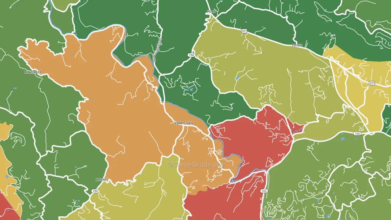 Valle Crucis, NC Map of Drug-Related Crime Rates