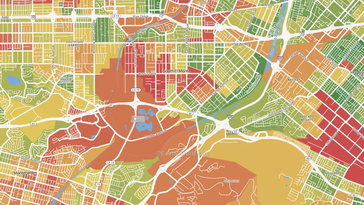 Valle Lindo, South El Monte, CA Map of Drug-Related Crime Rates