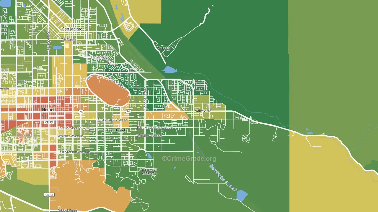 Valle Vista, CA Map of Drug-Related Crime Rates