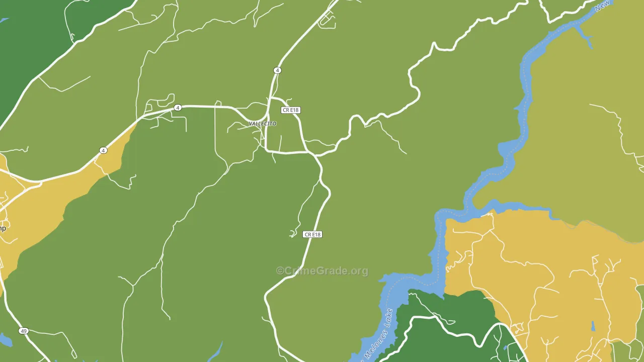 Vallecito, CA Map of Drug-Related Crime Rates