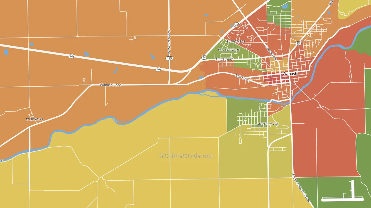 Valley Brook, IN Map of Drug-Related Crime Rates