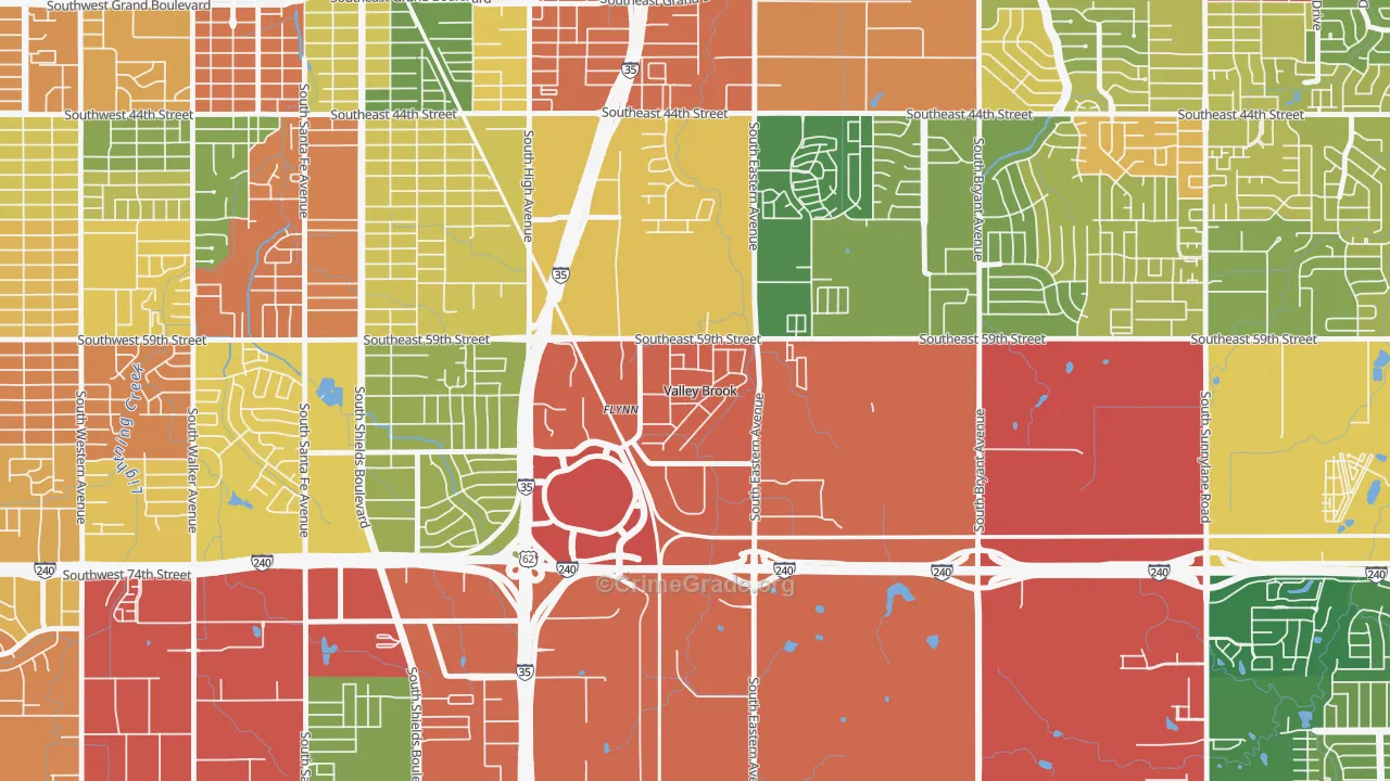 Valley Brook, OK Map of Drug-Related Crime Rates