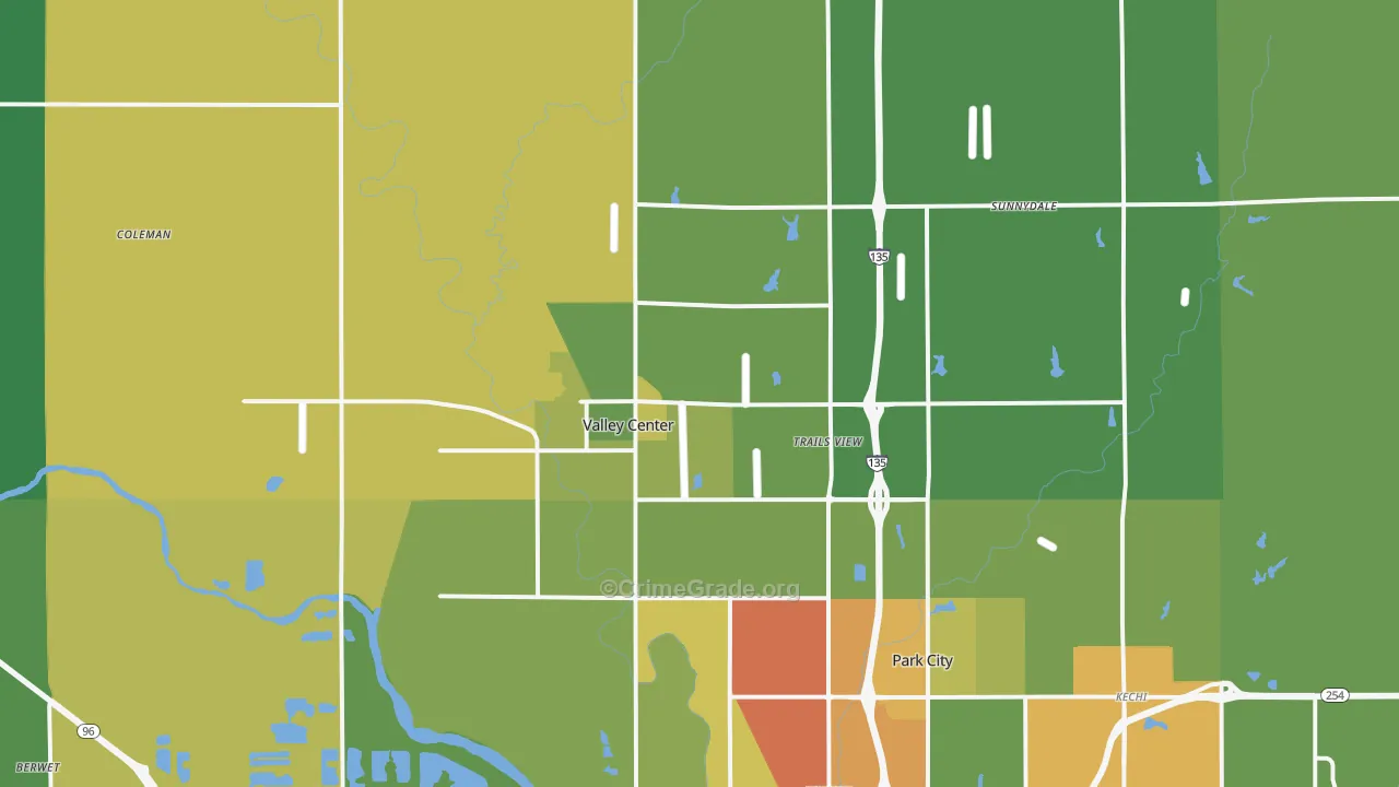 Valley Center, KS Map of Drug-Related Crime Rates