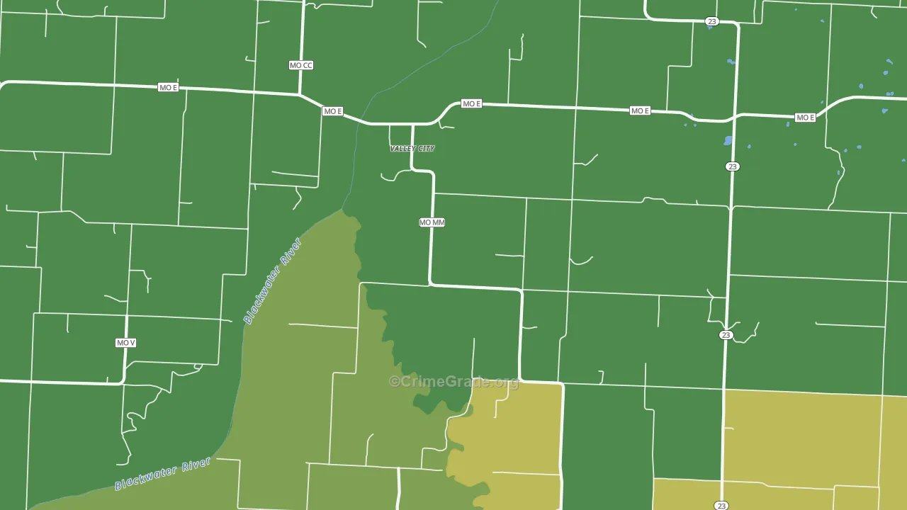 Valley City, MO Map of Drug-Related Crime Rates