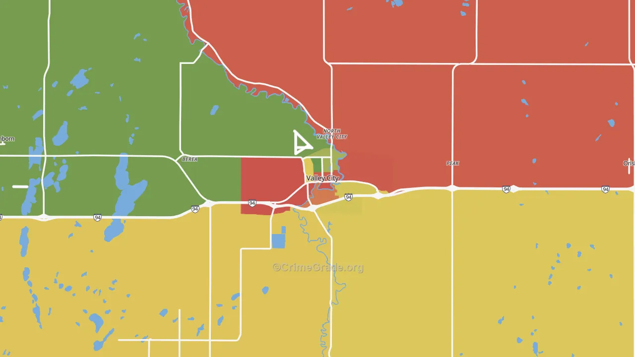 Valley City, ND Map of Drug-Related Crime Rates