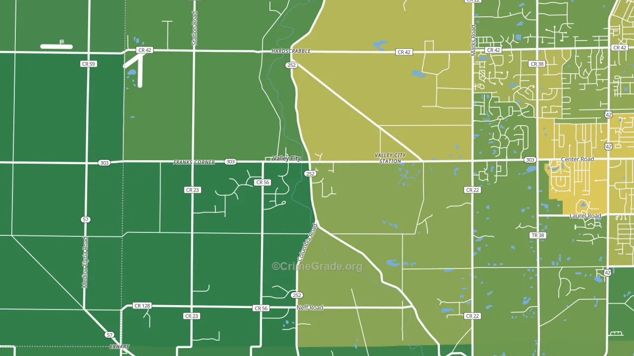 Valley City, OH Map of Drug-Related Crime Rates