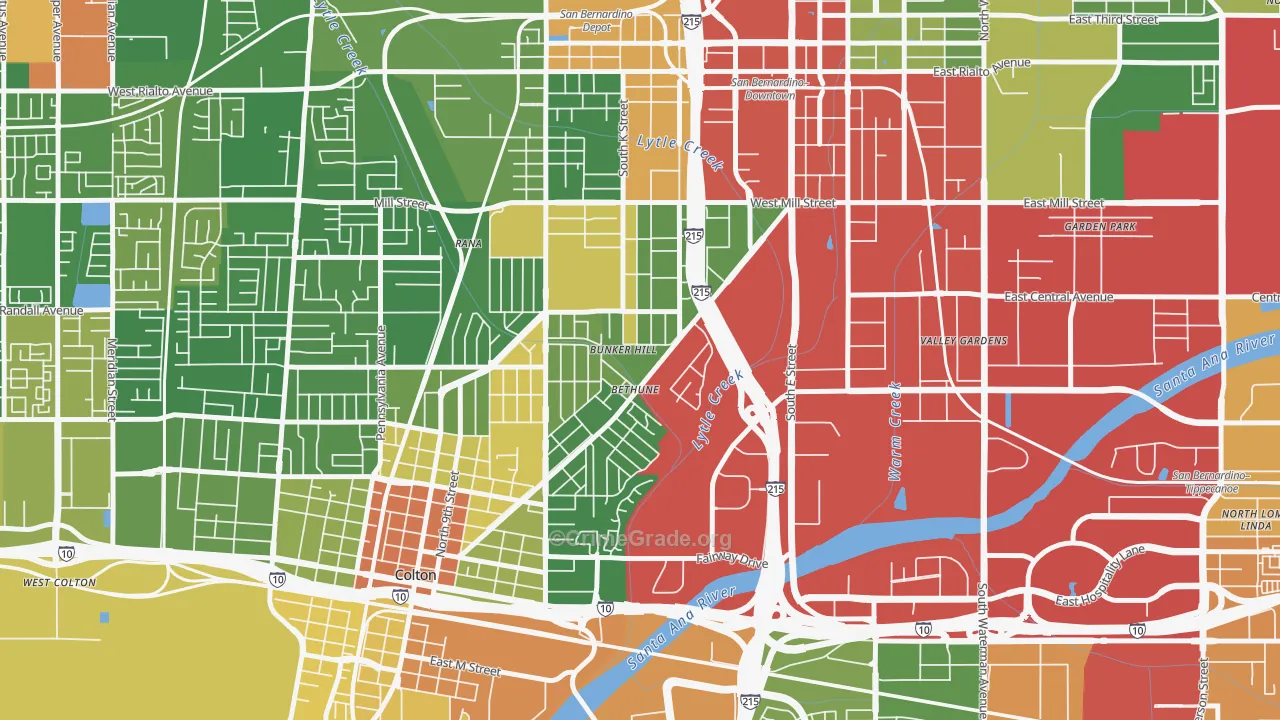 Valley College, San Bernardino, CA Map of Drug-Related Crime Rates