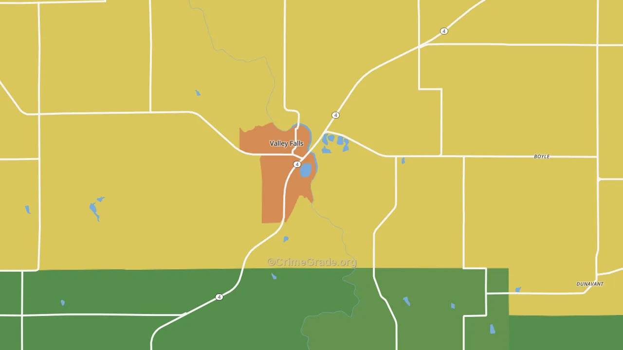 Valley Falls, KS Map of Drug-Related Crime Rates