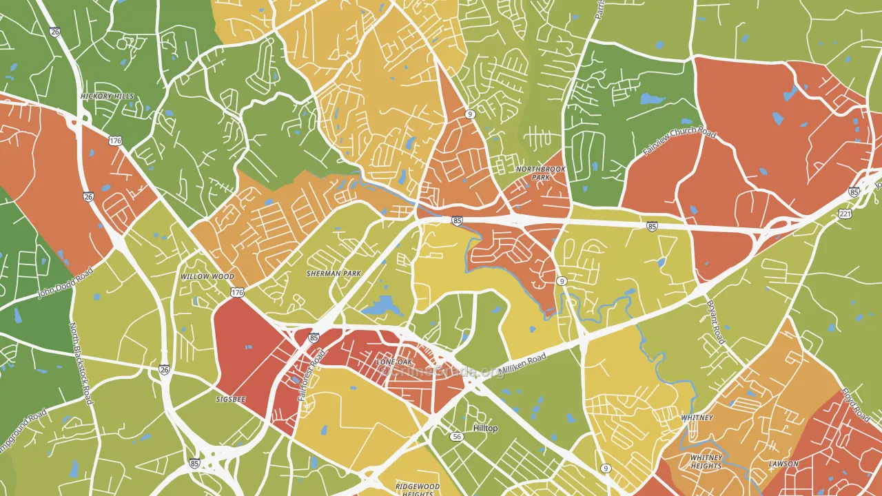 Valley Falls, SC Map of Drug-Related Crime Rates