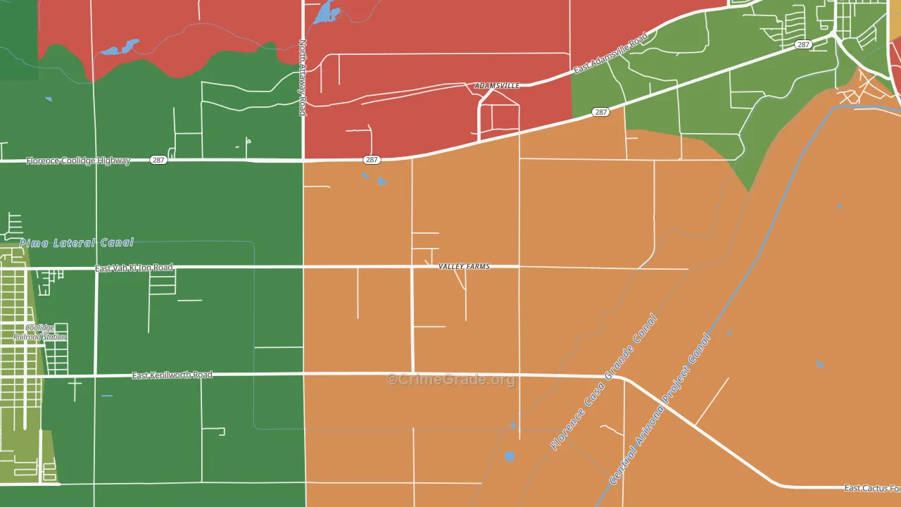 Valley Farms, AZ Map of Drug-Related Crime Rates