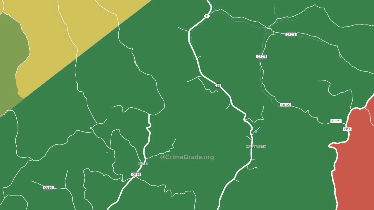 Valley Fork, WV Map of Drug-Related Crime Rates