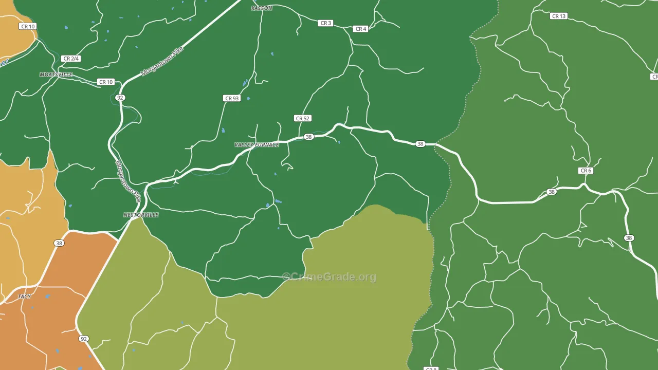 Valley Furnace, WV Map of Drug-Related Crime Rates