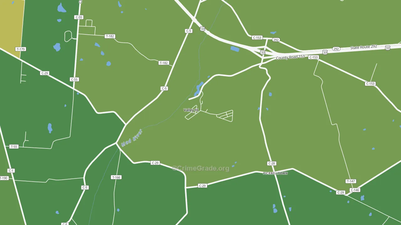 Valley-Hi, OH Map of Drug-Related Crime Rates
