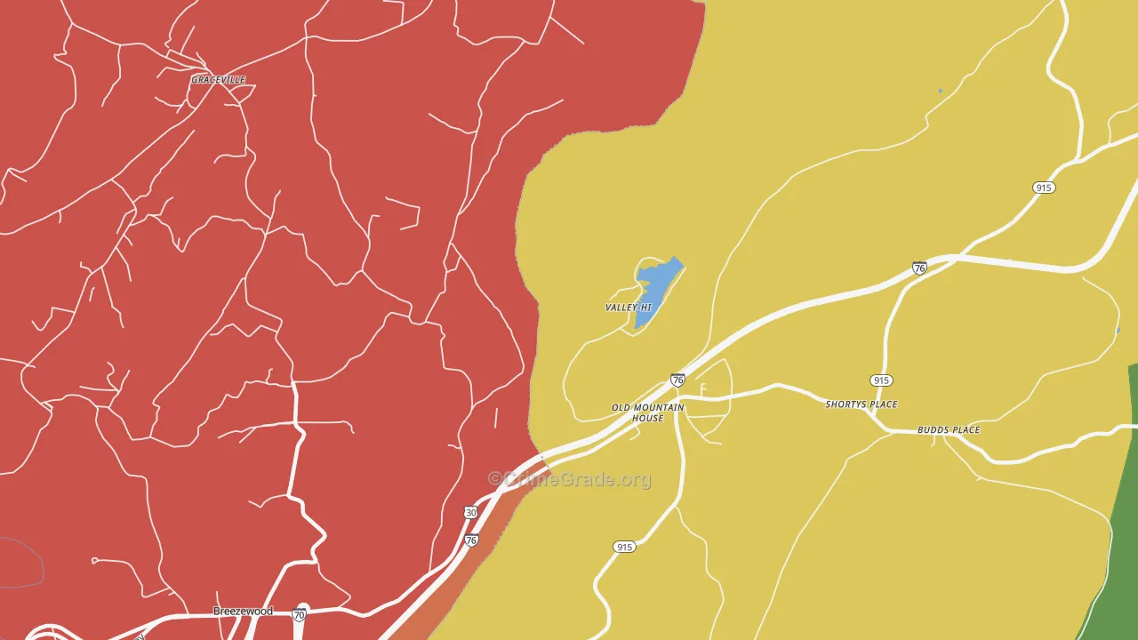 Valley-Hi, PA Map of Drug-Related Crime Rates