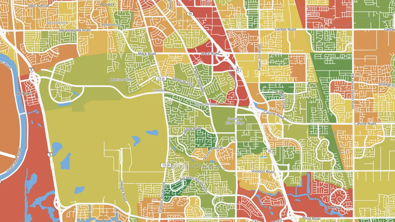 Valley High-North Laguna, Sacramento, CA Map of Drug-Related Crime Rates