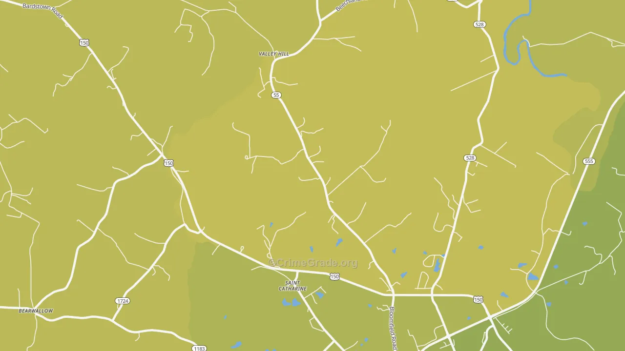 Valley Hill, KY Map of Drug-Related Crime Rates