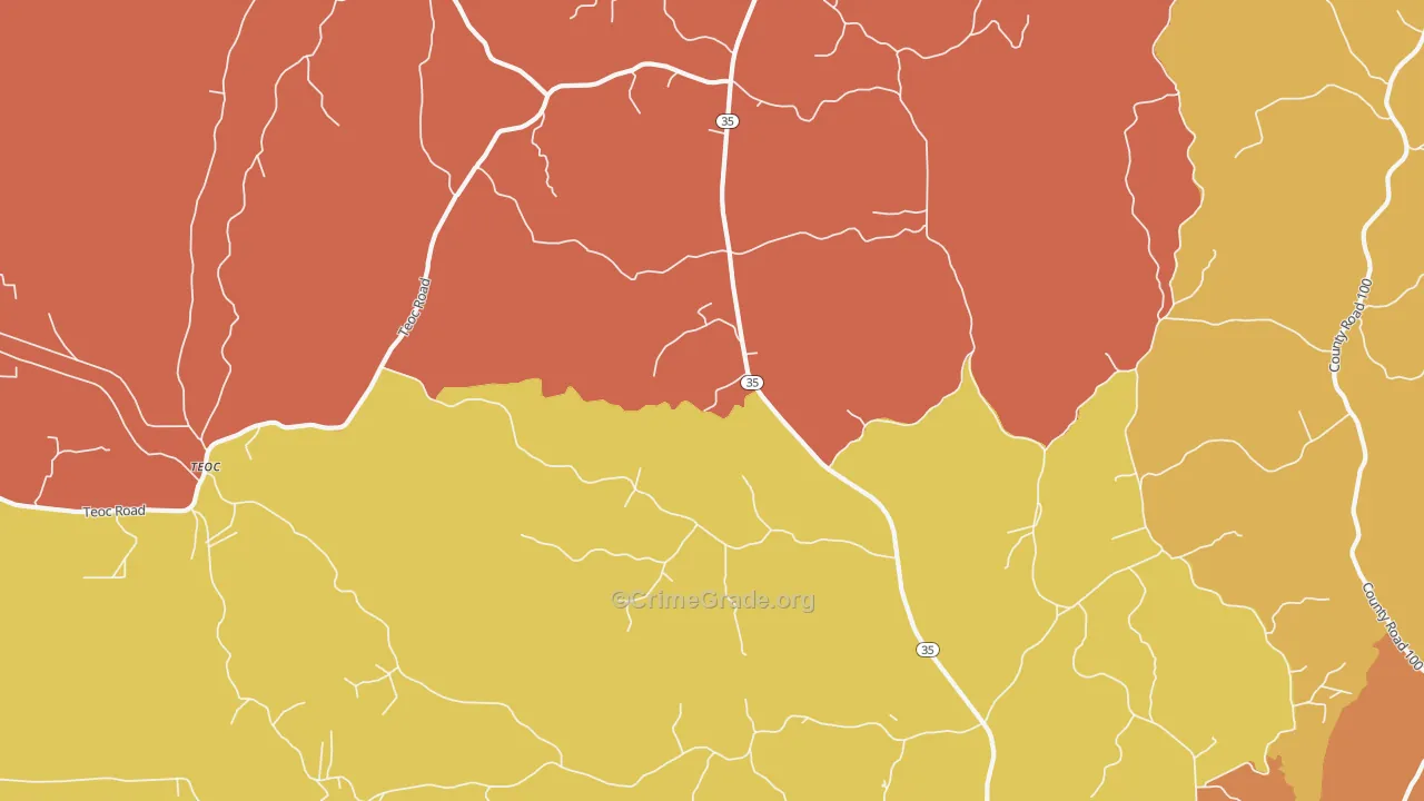 Valley Hill, MS Map of Drug-Related Crime Rates