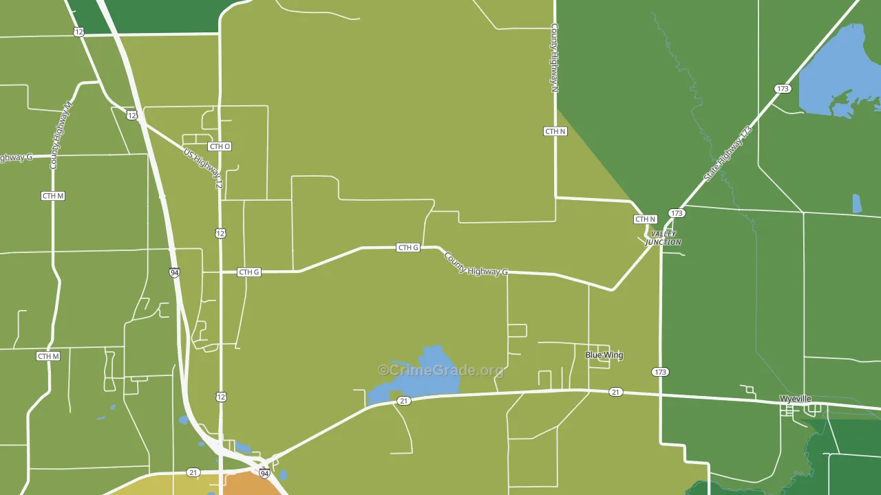 Valley Junction, WI Map of Drug-Related Crime Rates