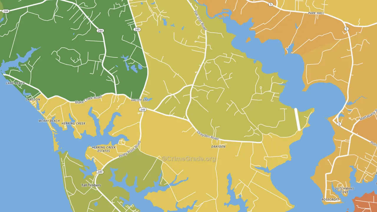Valley Lee, MD Map of Drug-Related Crime Rates