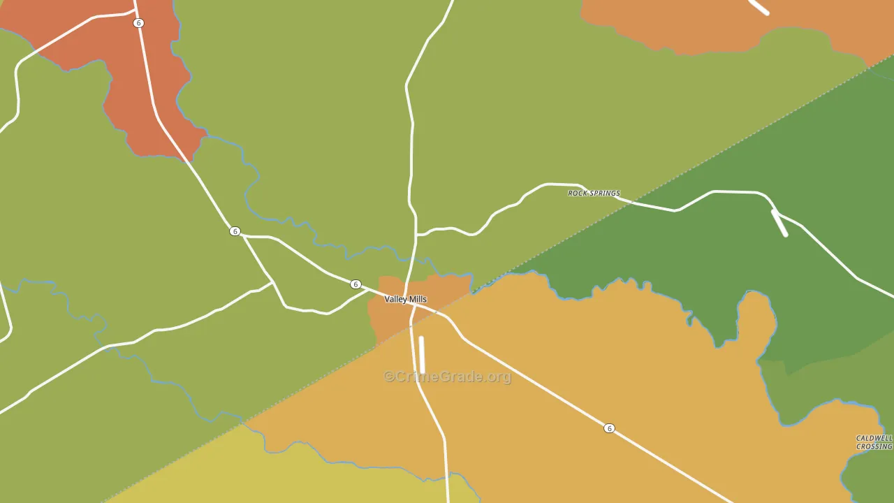 Valley Mills, TX Map of Drug-Related Crime Rates