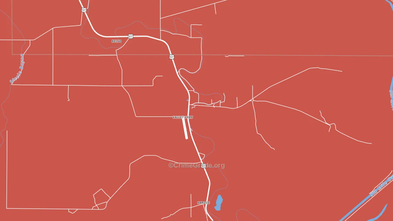 Valley Park, MS Map of Drug-Related Crime Rates