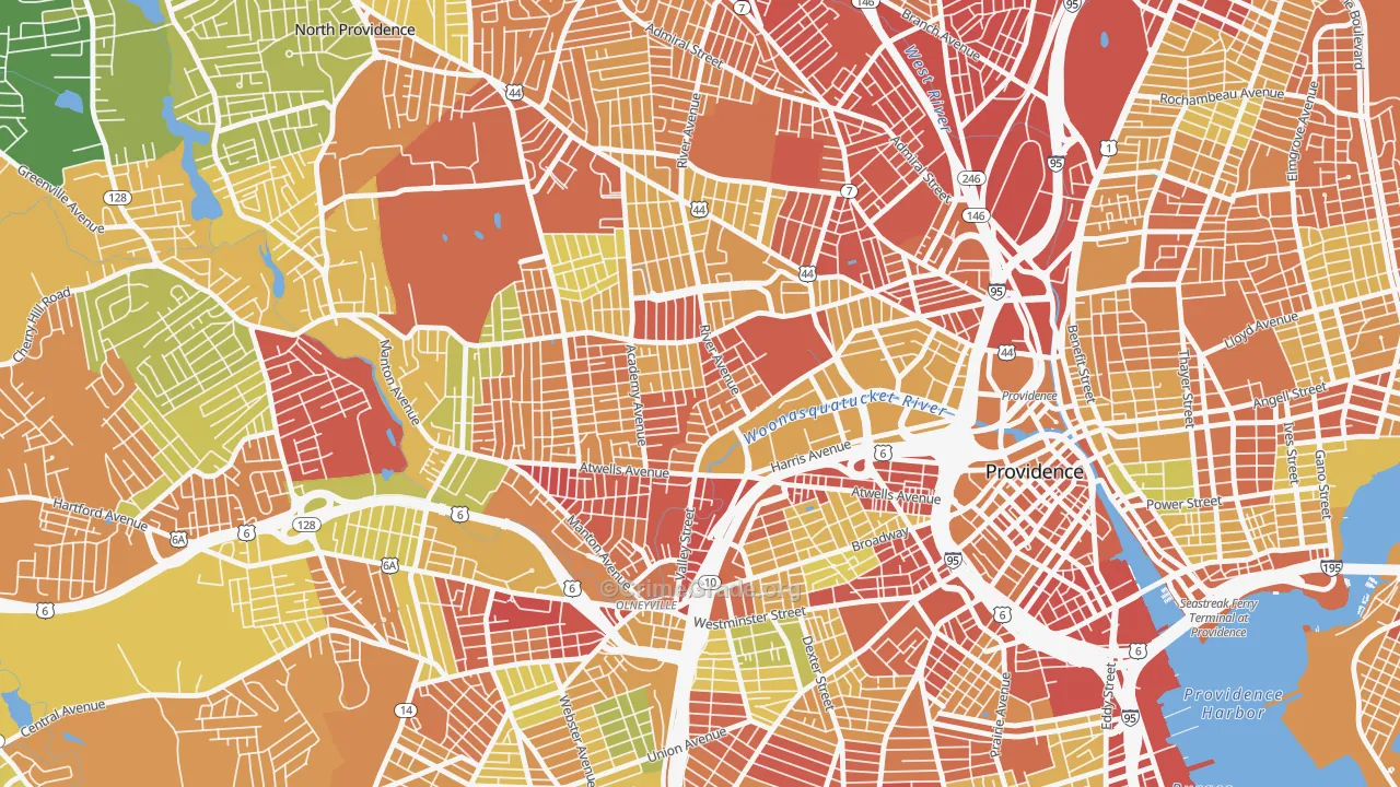 Valley, Providence, RI Map of Drug-Related Crime Rates