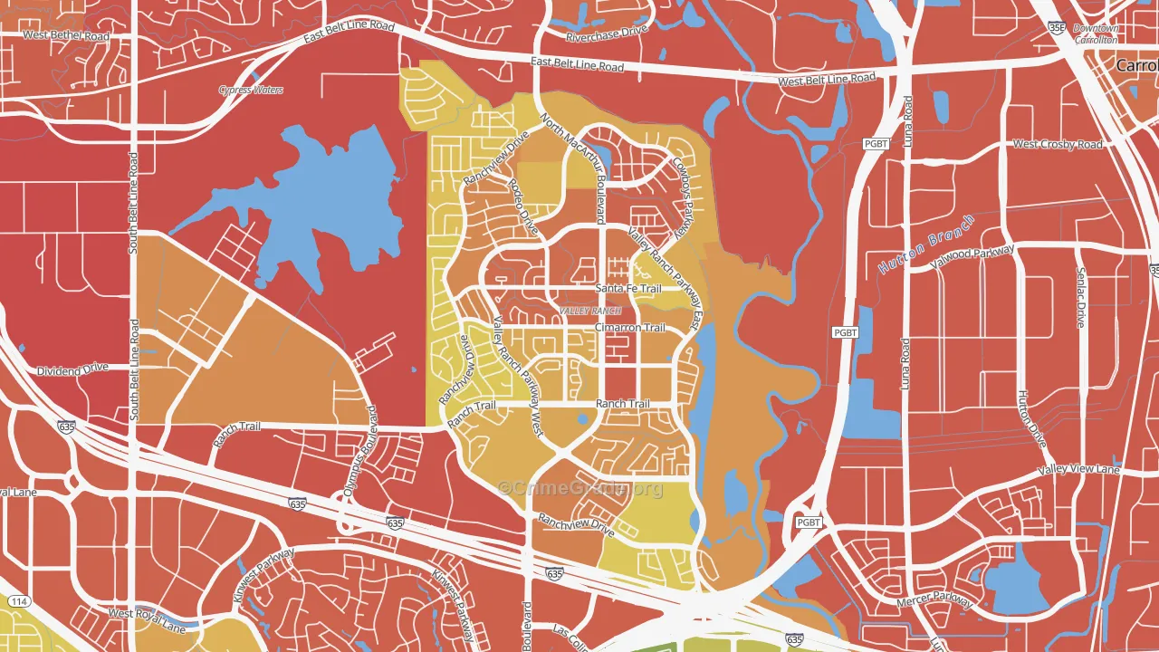 Valley Ranch, Irving, TX Map of Drug-Related Crime Rates