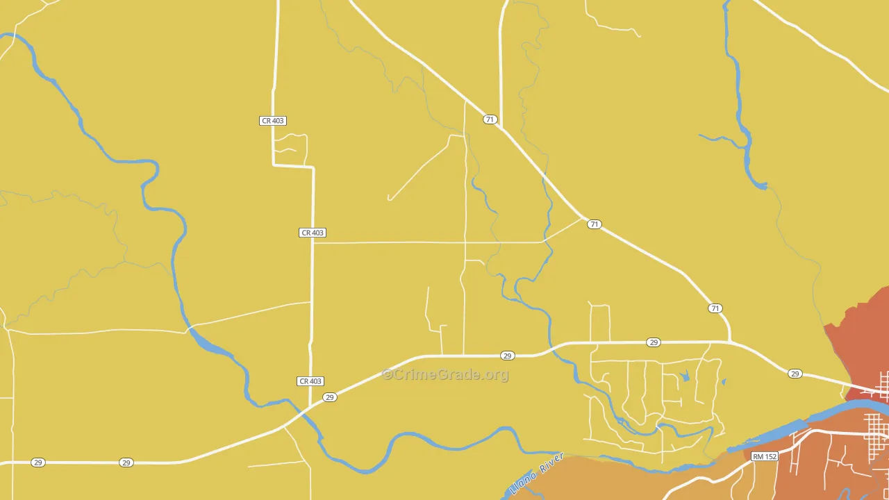 Valley Spring, TX Map of Drug-Related Crime Rates