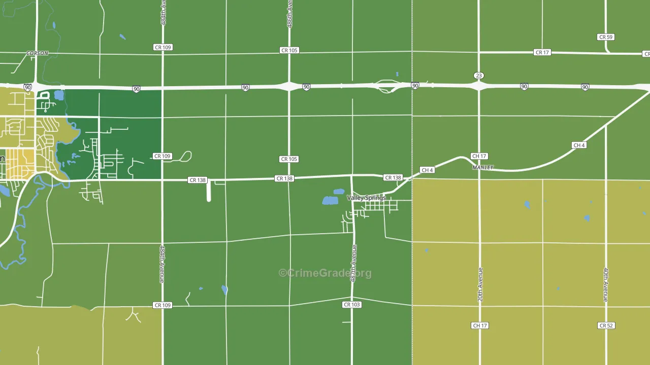 Valley Springs, SD Map of Drug-Related Crime Rates
