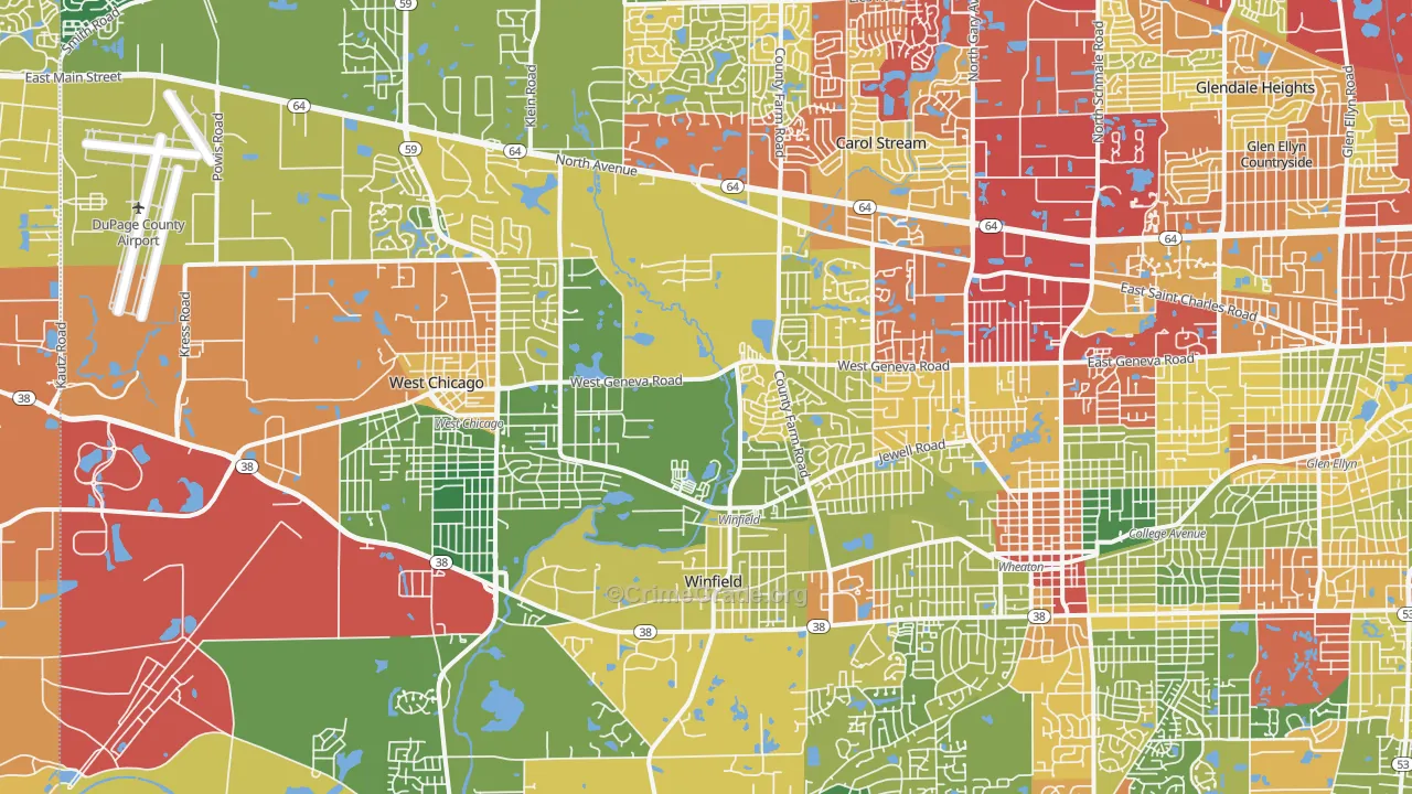 Valley View, Glen Ellyn, IL Map of Drug-Related Crime Rates