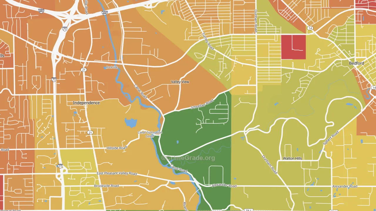 Valley View, OH Map of Drug-Related Crime Rates