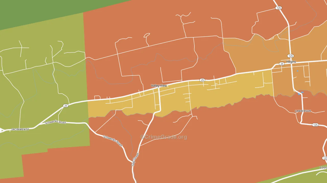 Valley View, PA Map of Drug-Related Crime Rates