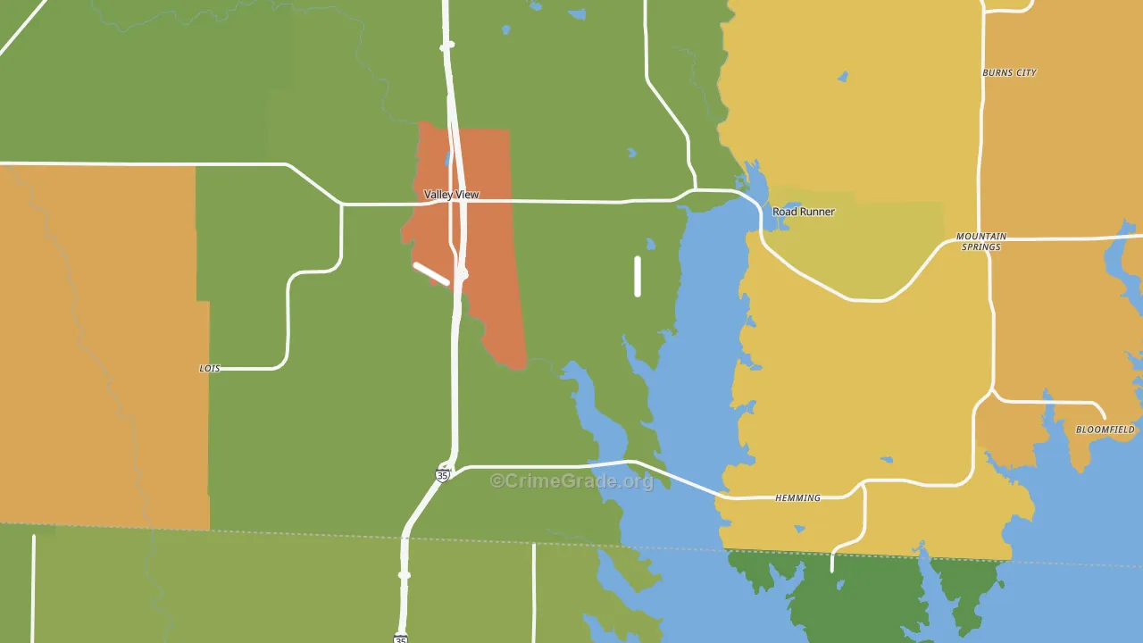 Valley View, TX Map of Drug-Related Crime Rates