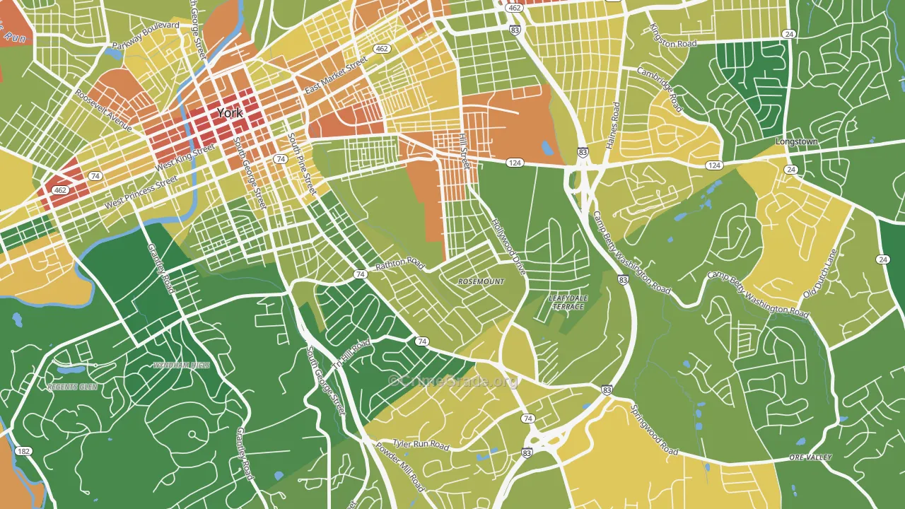 Valley View, York, PA Map of Drug-Related Crime Rates