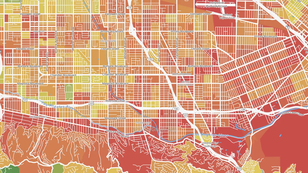 Valley Village, CA Map of Drug-Related Crime Rates