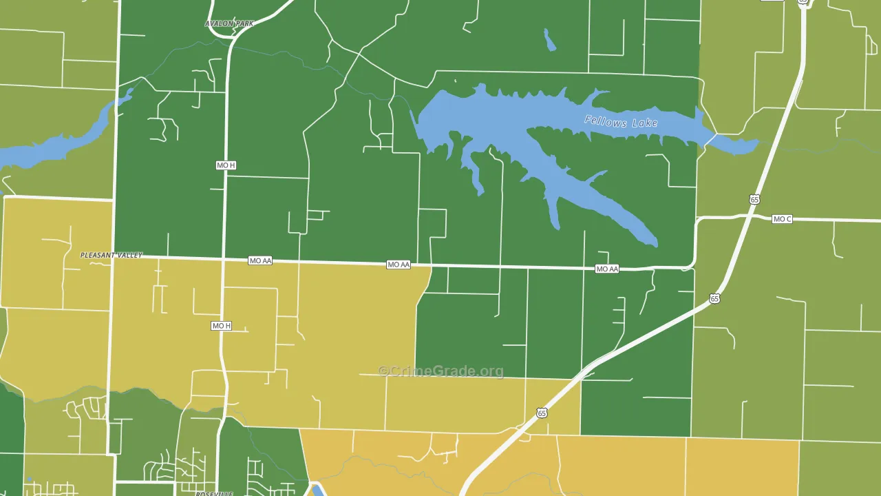 Valley Water Mills, MO Map of Drug-Related Crime Rates