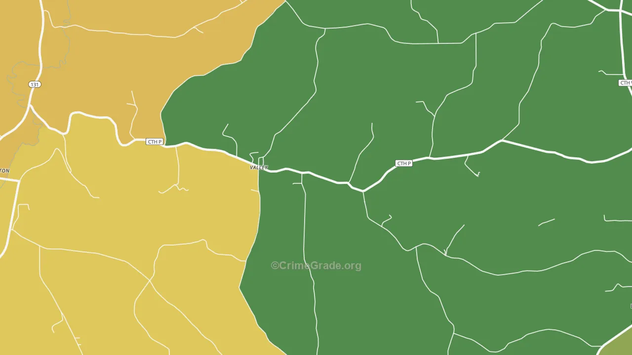 Valley, WI Map of Drug-Related Crime Rates