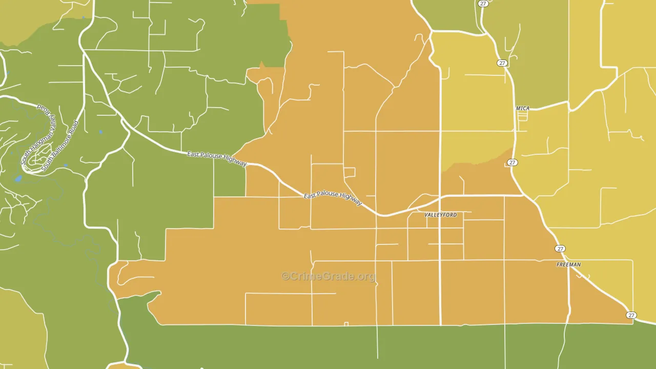 Valleyford, WA Map of Drug-Related Crime Rates