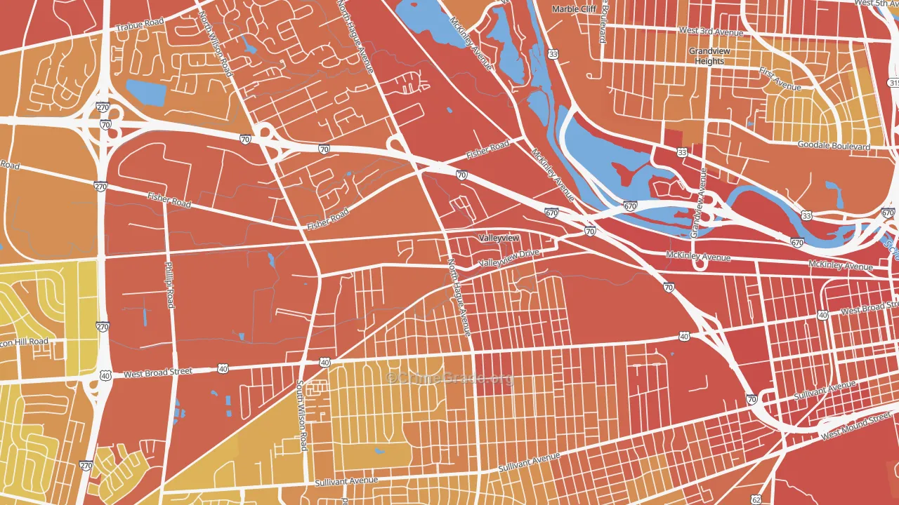 Valleyview, OH Map of Drug-Related Crime Rates