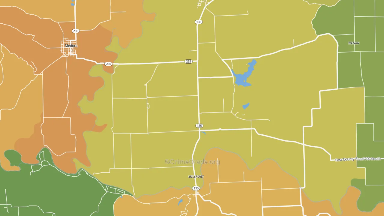 Vallonia, IN Map of Drug-Related Crime Rates