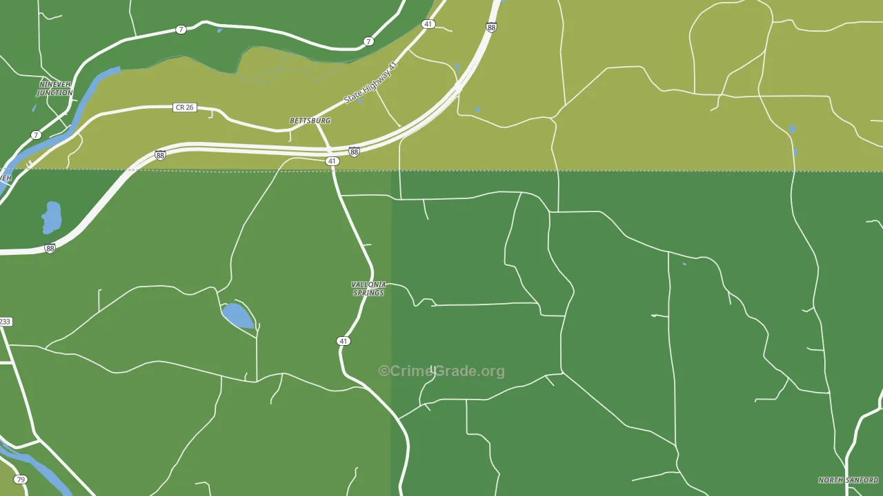 Vallonia Springs, NY Map of Drug-Related Crime Rates