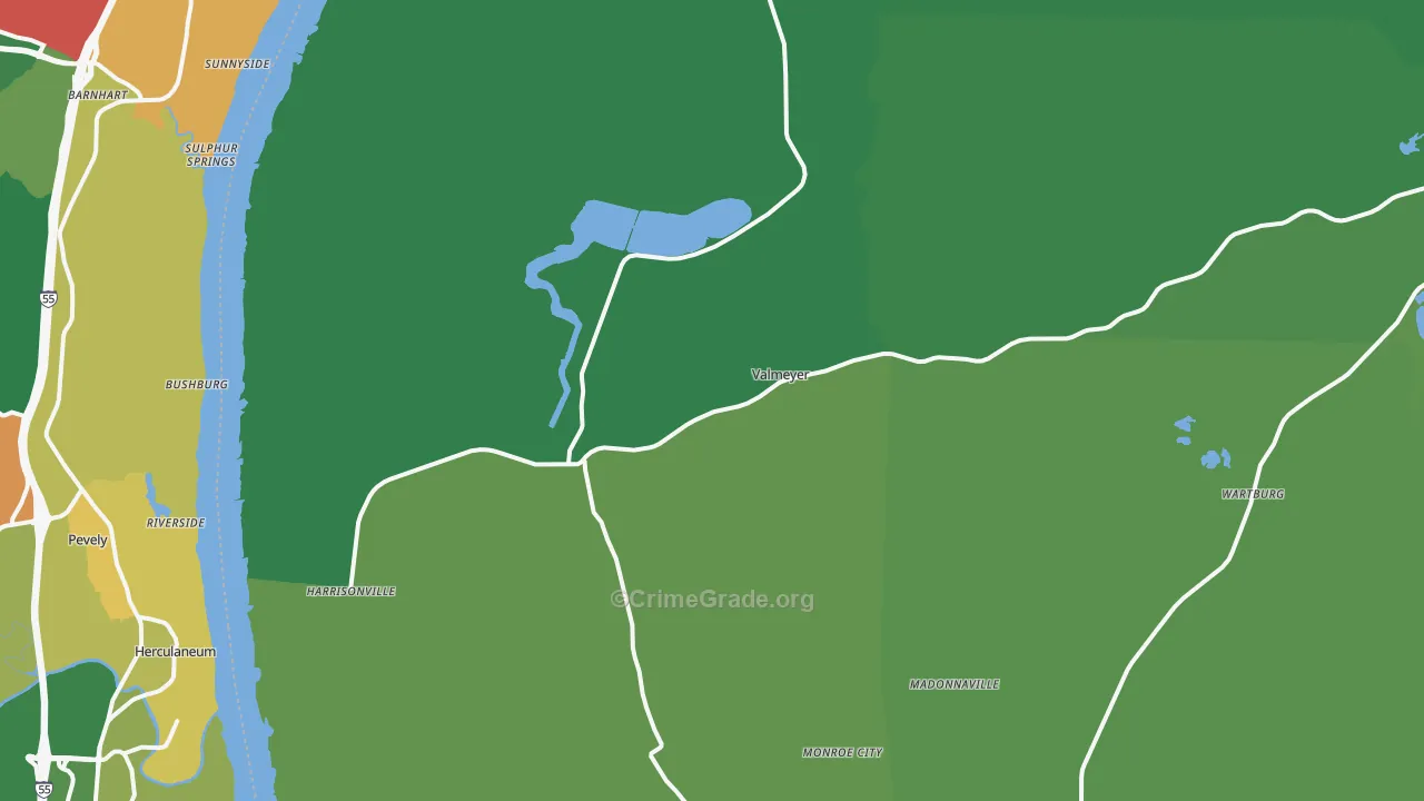 Valmeyer, IL Map of Drug-Related Crime Rates