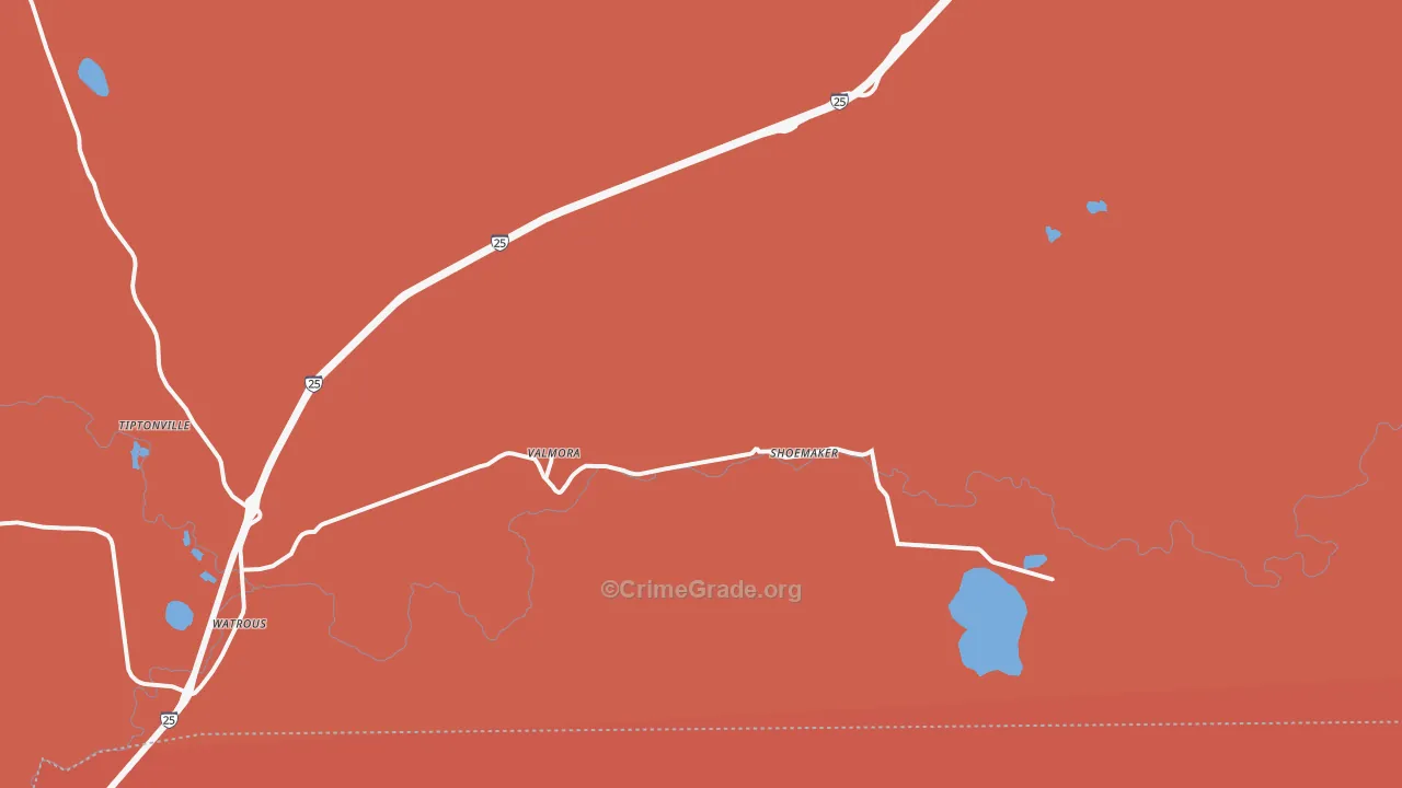 Valmora, NM Map of Drug-Related Crime Rates