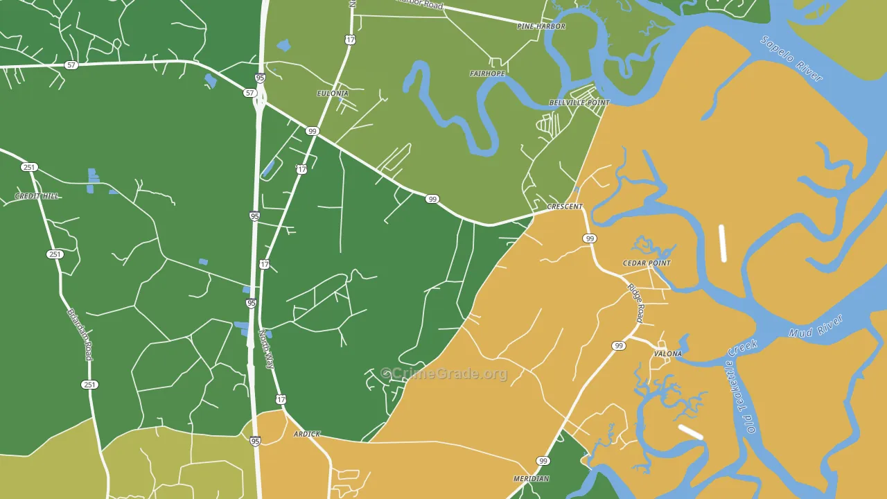 Valona, GA Map of Drug-Related Crime Rates