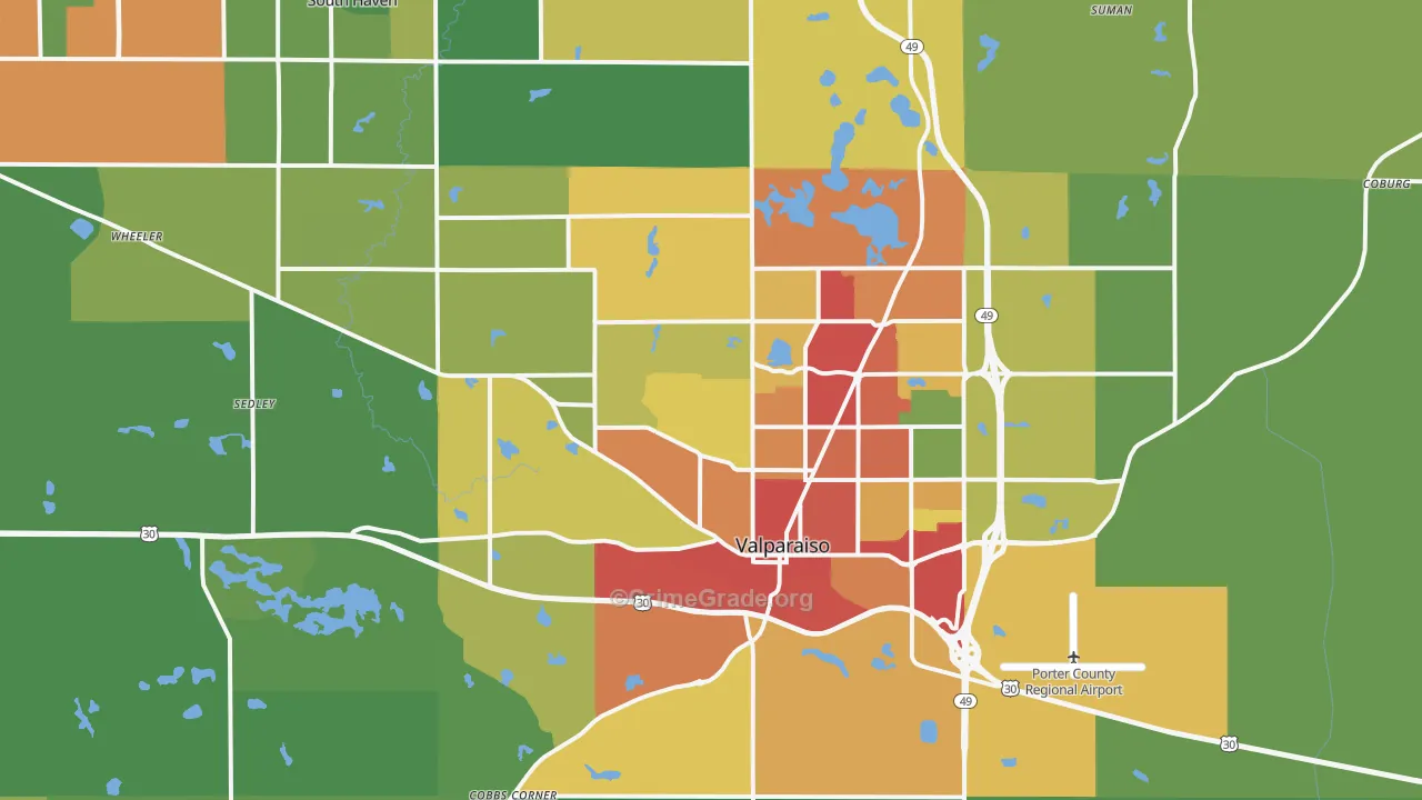 Valparaiso, IN Map of Drug-Related Crime Rates