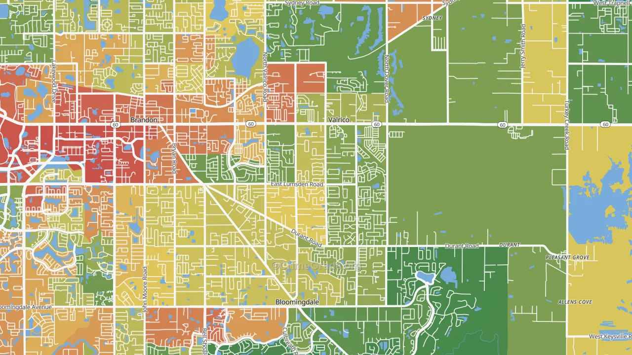 Valrico, FL Map of Drug-Related Crime Rates
