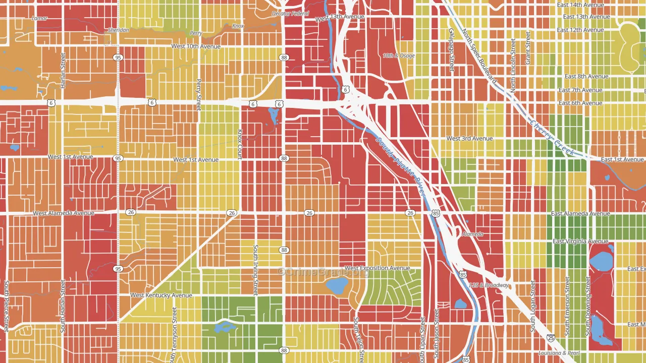 Valverde, Denver, CO Map of Drug-Related Crime Rates