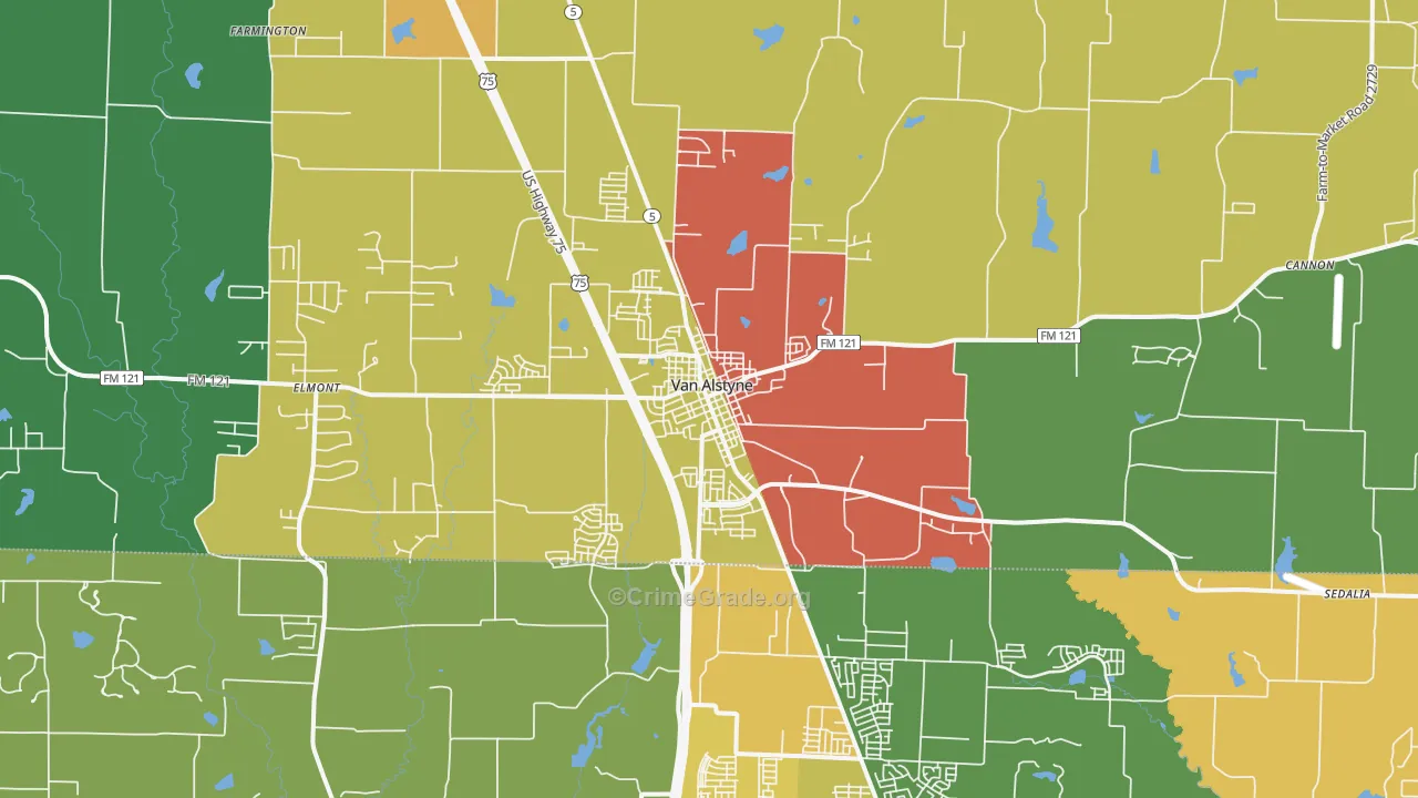 Van Alstyne, TX Map of Drug-Related Crime Rates
